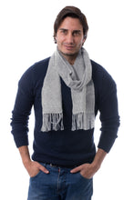 Load image into Gallery viewer, Handmade Alpaca Wool Blend Scarf - Silver Gift of Warmth | NOVICA