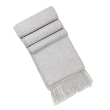 Load image into Gallery viewer, Handmade Alpaca Wool Blend Scarf - Silver Gift of Warmth | NOVICA
