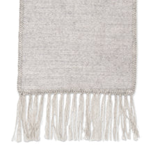Load image into Gallery viewer, Handmade Alpaca Wool Blend Scarf - Silver Gift of Warmth | NOVICA