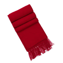 Load image into Gallery viewer, Handcrafted Alpaca Wool Blend Solid Scarf - Apple Red | NOVICA