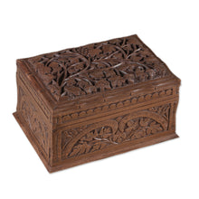Load image into Gallery viewer, Hand Carved Wood Jewelry Box - Rampant Nature | NOVICA