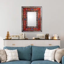 Load image into Gallery viewer, Rectangular Reverse Painted Glass Wall Mirror from Peru - Orange Cajamarca Warmth | NOVICA
