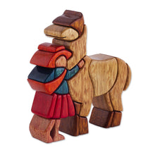 Load image into Gallery viewer, Hand Carved Wood Sculpture Andean Folk Art - Love My Llama | NOVICA