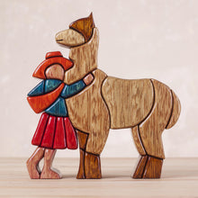 Load image into Gallery viewer, Hand Carved Wood Sculpture Andean Folk Art - Love My Llama | NOVICA