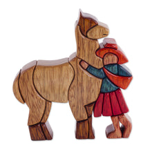 Load image into Gallery viewer, Hand Carved Wood Sculpture Andean Folk Art - Love My Llama | NOVICA