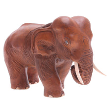 Load image into Gallery viewer, Rain Tree Wood Sculpture from Thailand - Majestic Elephant | NOVICA