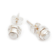 Load image into Gallery viewer, Sterling Silver Pearl Stud Earrings - Brilliant Moon | NOVICA