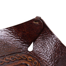 Load image into Gallery viewer, Peruvian Dark brown Hand Tooled Leather Catchall - Lasso Labyrinth | NOVICA