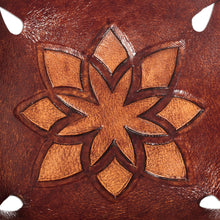 Load image into Gallery viewer, Andean Floral Hand Tooled Leather Catchall in Dark Brown - Gothic Star | NOVICA