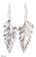 Load image into Gallery viewer, Silver Plated Natural Leaf Earrings - Fern Love | NOVICA
