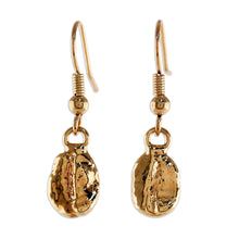 Load image into Gallery viewer, Unique Gold Plated Coffee Bean Dangle Earrings - Coffee Chic | NOVICA