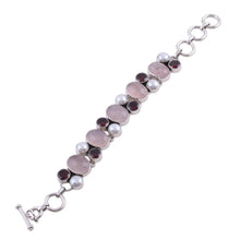 Load image into Gallery viewer, Pearl Rose Quartz and Garnet Bracelet from India - A Spell of Romance | NOVICA