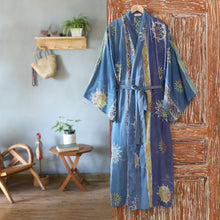 Load image into Gallery viewer, Women's Hand Made Batik Robe - Blue Baliku | NOVICA