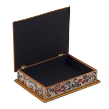 Load image into Gallery viewer, Reverse Painted Glass Jewelry Box - Floral Dream | NOVICA