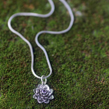 Load image into Gallery viewer, Hand Crafted Floral Amethyst and Sterling Silver Necklace - Sacred Lilac Lotus | NOVICA