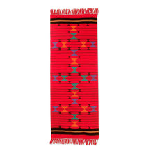 Load image into Gallery viewer, Cotton Table Runner Red Handmade India - Festive Constellations | NOVICA