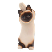 Load image into Gallery viewer, Wood statuette - Siamese Cat Stretch | NOVICA