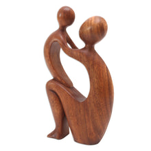 Load image into Gallery viewer, Mother and Child Wood Sculpture - I Adore You | NOVICA