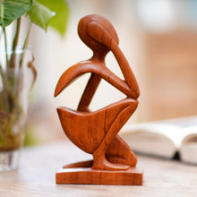 Load image into Gallery viewer, Hand Made Thought and Meditation Wood Sculpture - Alone | NOVICA