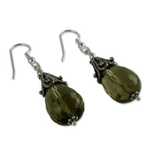 Load image into Gallery viewer, Smoky quartz dangle earrings - Rajasthan Melody | NOVICA