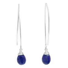 Load image into Gallery viewer, Sterling Silver and Lapis Lazuli Dangle Earrings - Sublime | NOVICA