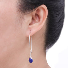 Load image into Gallery viewer, Sterling Silver and Lapis Lazuli Dangle Earrings - Sublime | NOVICA