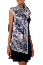 Load image into Gallery viewer, Silk batik shawl - Butterfly Blossoms | NOVICA