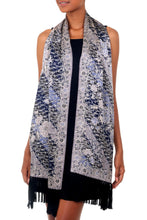 Load image into Gallery viewer, Silk batik shawl - Butterfly Blossoms | NOVICA