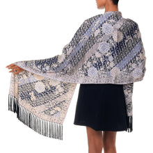 Load image into Gallery viewer, Silk batik shawl - Butterfly Blossoms | NOVICA
