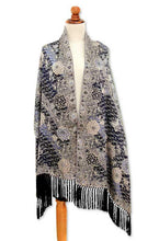 Load image into Gallery viewer, Silk batik shawl - Butterfly Blossoms | NOVICA