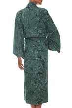 Load image into Gallery viewer, Women's Hand Made Batik Patterned Robe - Green Destiny | NOVICA
