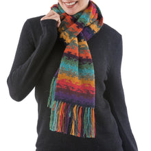 Load image into Gallery viewer, Alpaca Wool Striped Scarf from Peru - Andean Twilight | NOVICA