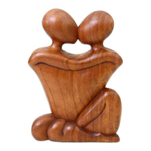Load image into Gallery viewer, Romantic Wood Sculpture - Kissing | NOVICA
