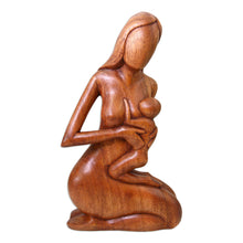 Load image into Gallery viewer, Hand Carved Suar Wood Sculpture - Mother and Her Child | NOVICA
