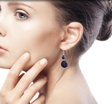 Load image into Gallery viewer, Lapis Lazuli Dangle Earrings from India - Bihar Moons | NOVICA