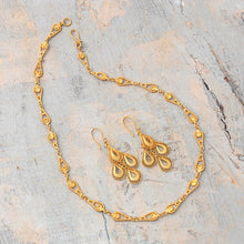 Load image into Gallery viewer, Handmade 21K Gold Plated Link Chain Necklace - Spiral Teardrops | NOVICA