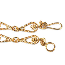 Load image into Gallery viewer, Handmade 21K Gold Plated Link Chain Necklace - Spiral Teardrops | NOVICA