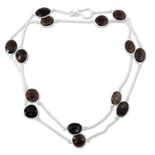 Load image into Gallery viewer, Sterling Silver and Smokey Quartz Station Necklace - Duduma Majesty | NOVICA