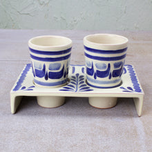 Load image into Gallery viewer, Majolica Ceramic Tequila Shot Glasses Handmade in Mexico - Blue Agave | NOVICA