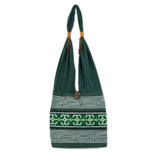Load image into Gallery viewer, Green Embroidered Shoulder Bag from Thailand - Lanna Forest | NOVICA