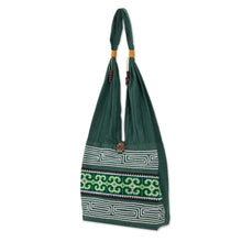 Load image into Gallery viewer, Green Embroidered Shoulder Bag from Thailand - Lanna Forest | NOVICA