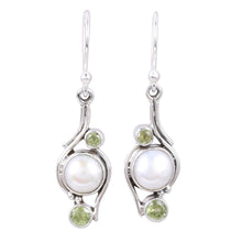 Load image into Gallery viewer, India Style Pearls and Peridot Earrings - Sweet Dreams | NOVICA