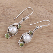 Load image into Gallery viewer, India Style Pearls and Peridot Earrings - Sweet Dreams | NOVICA