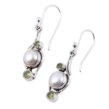 Load image into Gallery viewer, India Style Pearls and Peridot Earrings - Sweet Dreams | NOVICA