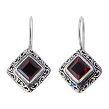 Load image into Gallery viewer, Sterling Silver and Garnet Drop Earrings - Ubud Goddess | NOVICA