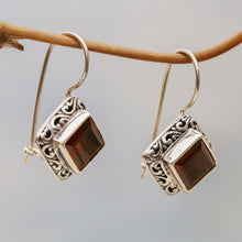 Load image into Gallery viewer, Sterling Silver and Garnet Drop Earrings - Ubud Goddess | NOVICA