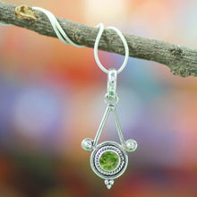 Load image into Gallery viewer, Sterling Silver and Peridot Necklace Modern Indian Jewelry - Chennai Promise | NOVICA