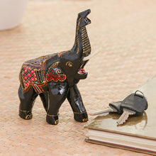 Load image into Gallery viewer, Lacquered Wood Figurines (Pair) - Happy Elephants | NOVICA