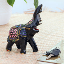 Load image into Gallery viewer, Artisan Crafted Wood Elephant Sculpture - Happy Elephant | NOVICA