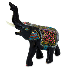 Load image into Gallery viewer, Artisan Crafted Wood Elephant Sculpture - Happy Elephant | NOVICA